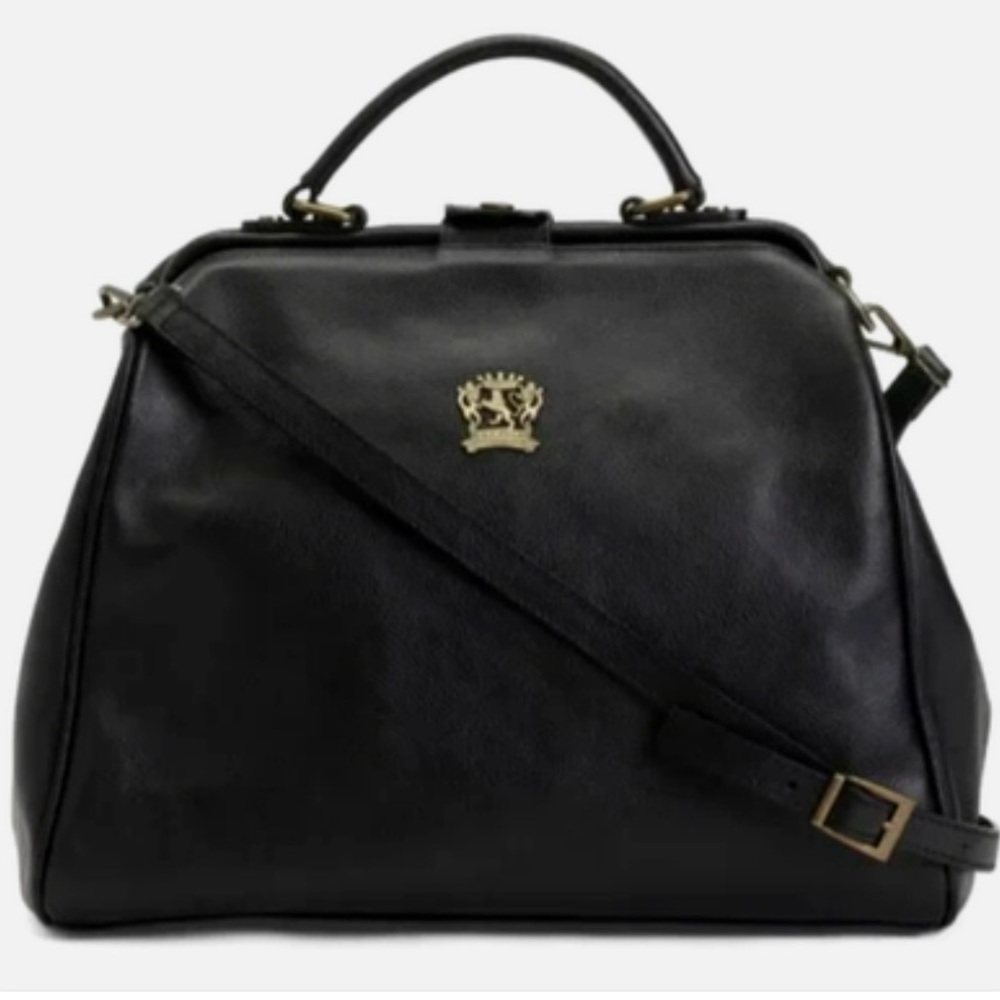 Pratesi Firenze Italian Designer Monteriggioni Black Doctor’s Satchel Bag